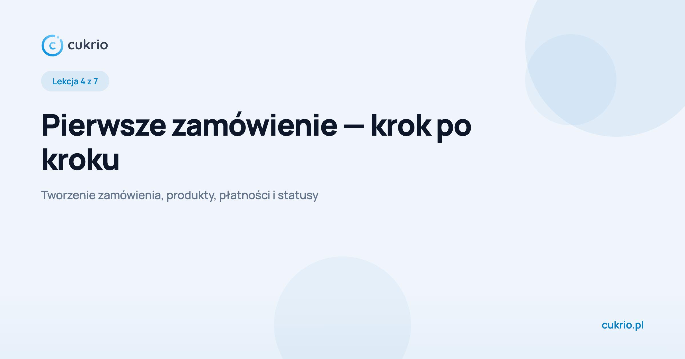 Pierwsze zamówienie — krok po kroku